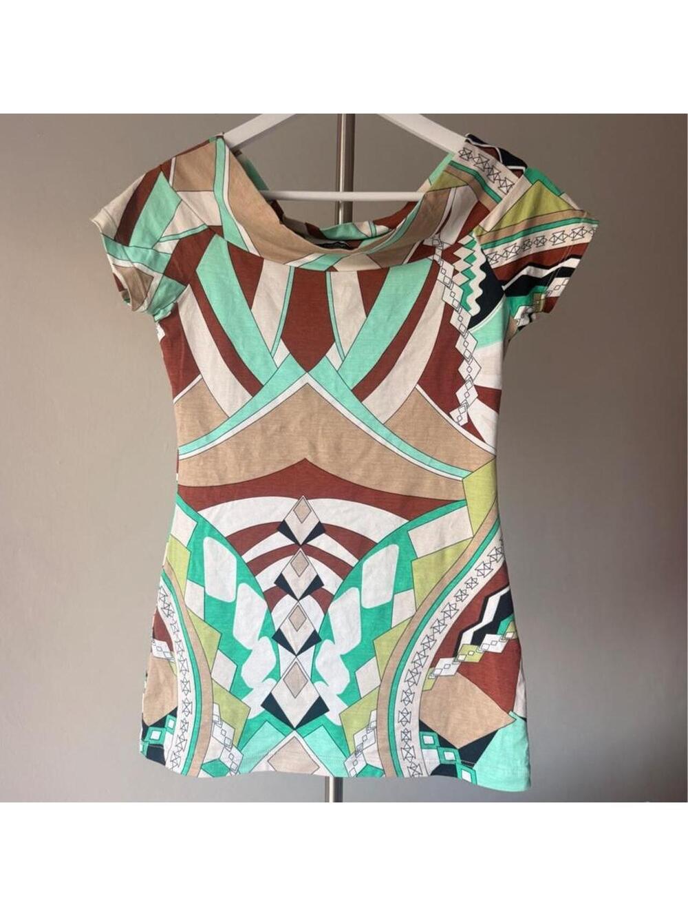 Vintage Talco Geometric Print Top w Abstract Print